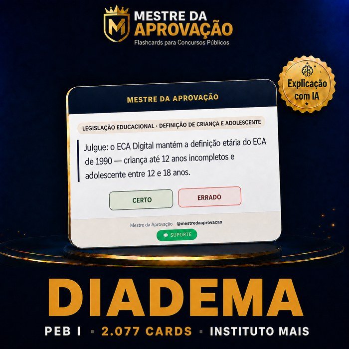 Capa do deck de flashcards para o concurso de Diadema — PEB I