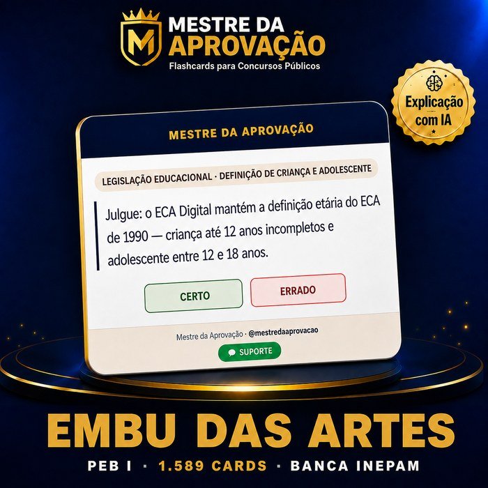 Capa do deck de flashcards para o concurso de Embu das Artes — PEB I