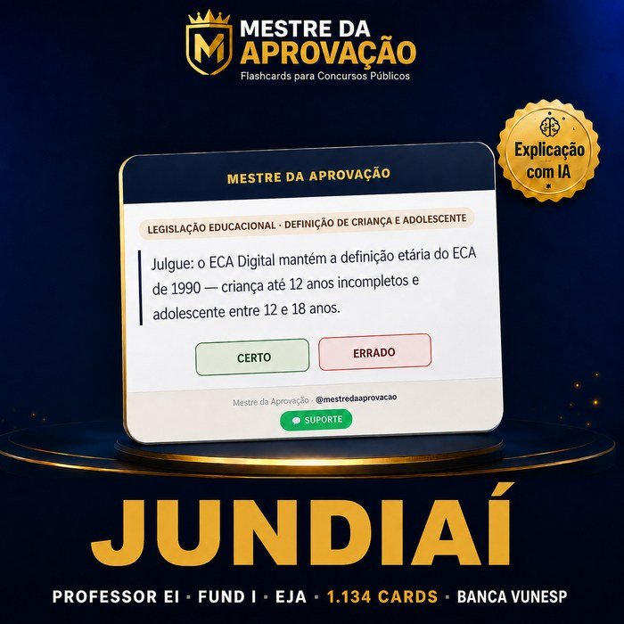 Capa do deck de flashcards para o concurso de Jundiaí — Professor EI · Fund I · EJA