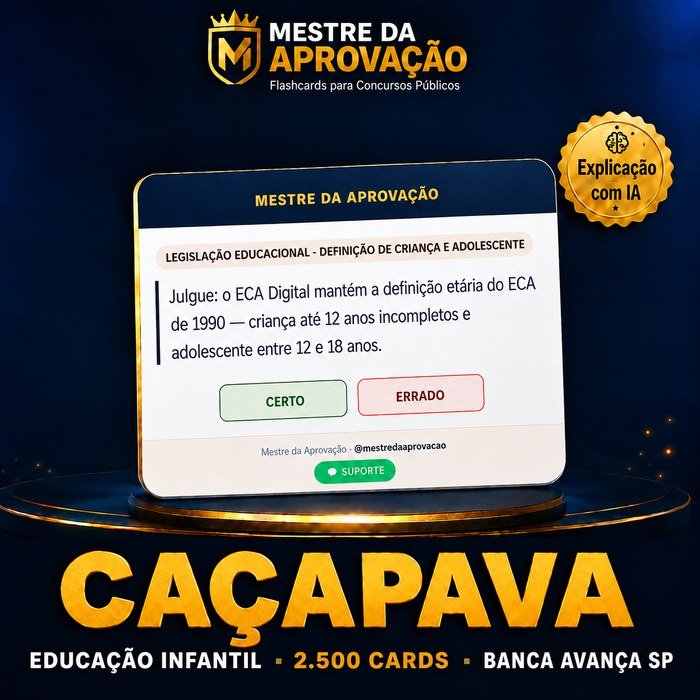 Capa do deck de flashcards para o concurso de Caçapava — Professor I - Educação Infantil