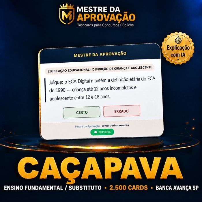 Capa do deck de flashcards para o concurso de Caçapava — Professor I - Ensino Fundamental e Substituto